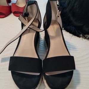 Black wedge sandals